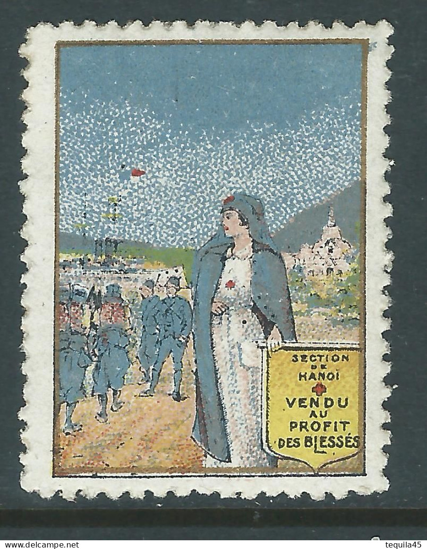 VIGNETTE CROIX-ROUGE DELANDRE - FRANCE Comité De HANOI Viet-Nam 1916 1917 WWI WW1 Cinderella Poster Stamp 1914 1918 War - Cruz Roja