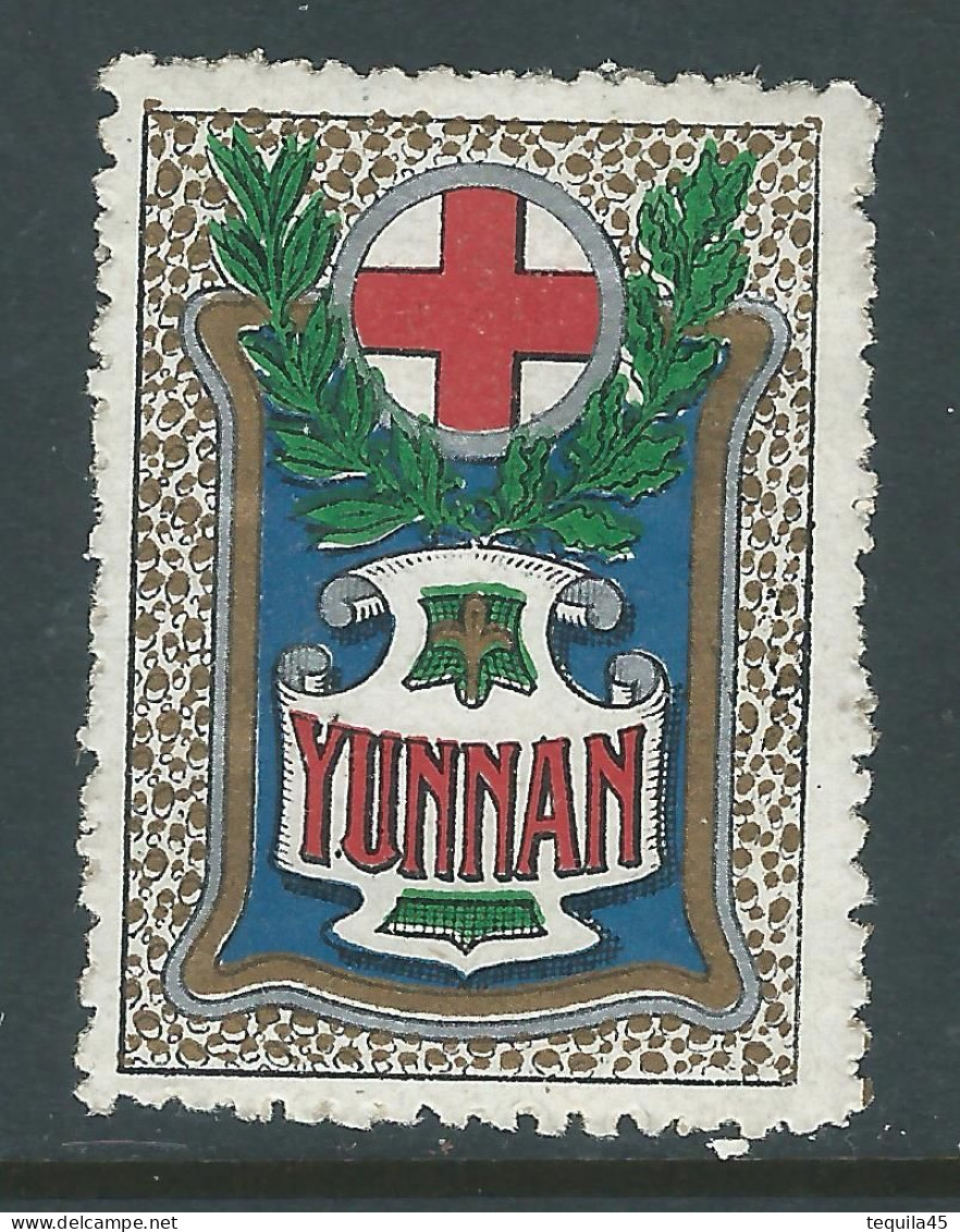 VIGNETTE CROIX-ROUGE DELANDRE - FRANCE Comité De YUNNAN CHINE 1916 17 WWI WW1 Cinderella Poster Stamp 1914 1918 War - Rode Kruis