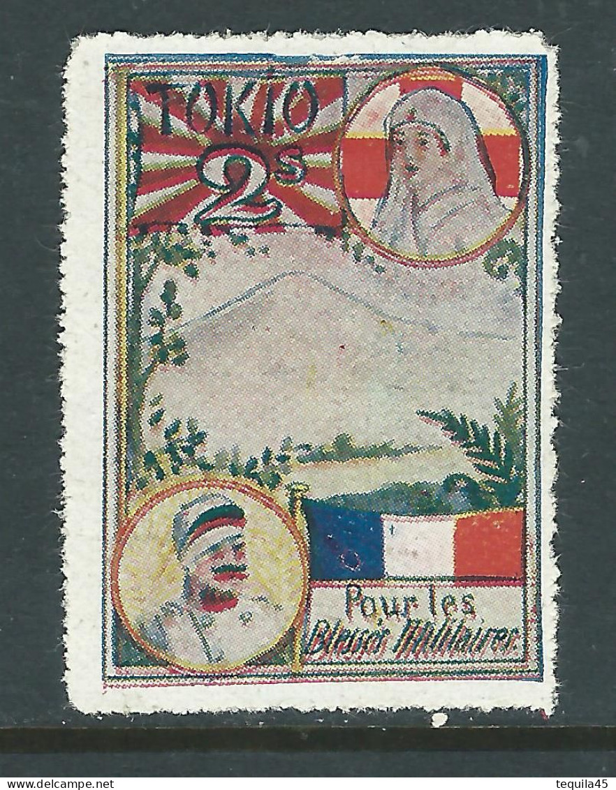 VIGNETTE CROIX-ROUGE DELANDRE - FRANCE Comité De TOKIO Japon 1916 17 WWI WW1 Cinderella Poster Stamp 1914 1918 War - Red Cross