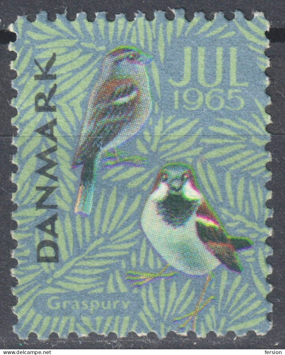 Gråspurv House Sparrow Passer Domesticus BIRD BIRDS CHRISTMAS JUL JULEN Charity LABEL CINDERELLA VIGNETTE 1965 Denmark - Cernícalo