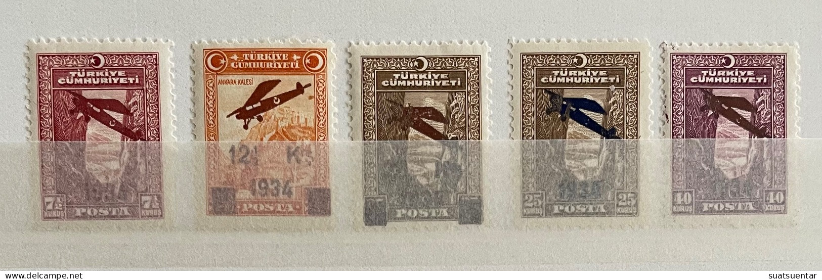 1934 Surcharged 1.issues Airmail Stamps MH Isfila 1310-14 - Ungebraucht