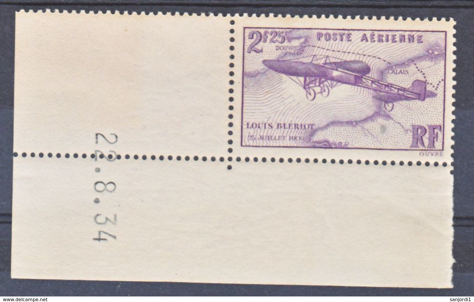 France PA   7 Blériot Daté 22 8 1934 Charnière En Marge Timbre Neuf ** TB MnH Sin Charnela - 1927-1959 Neufs