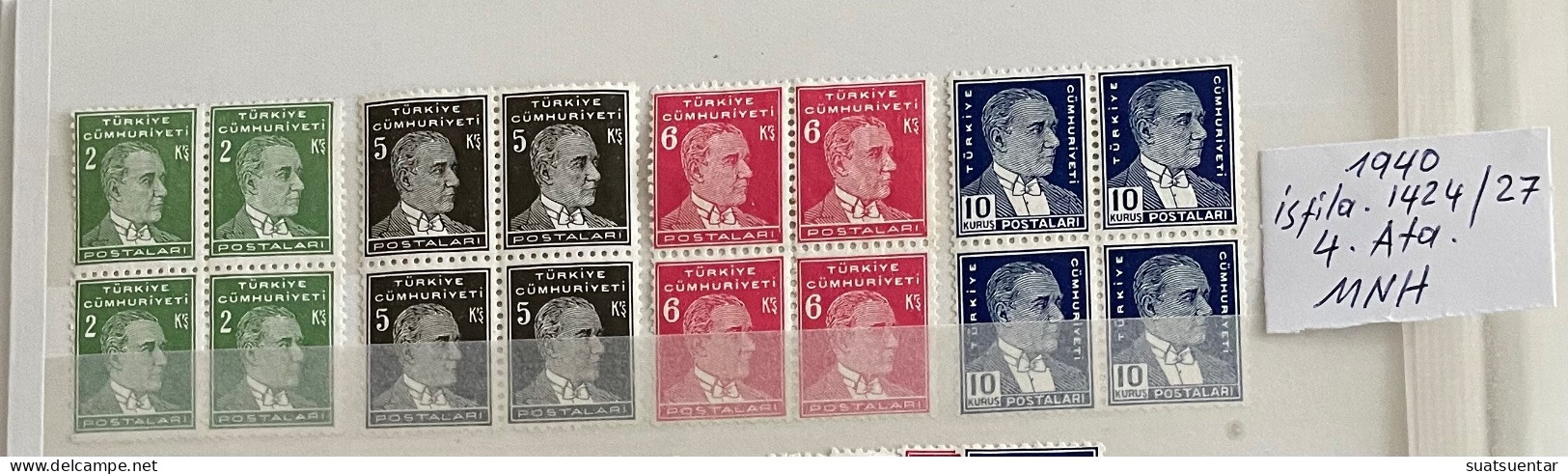 1940 4.Atatürk Full Set MNH Isfila 1324-1427 - Nuovi