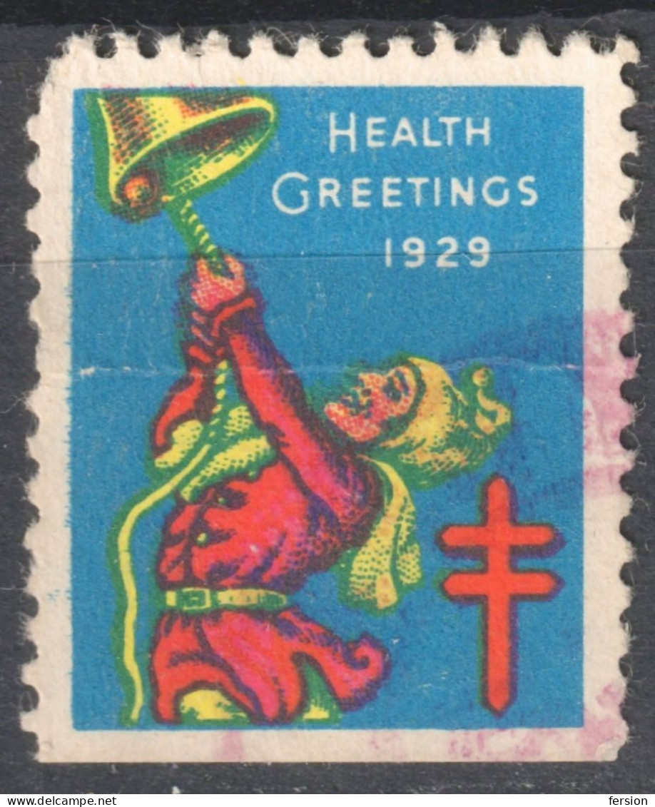 1929 USA CHRISTMAS Bell - HEALTH - National Tuberculosis Association NTA Charity Label Cinderella Vignette TBC - Unclassified