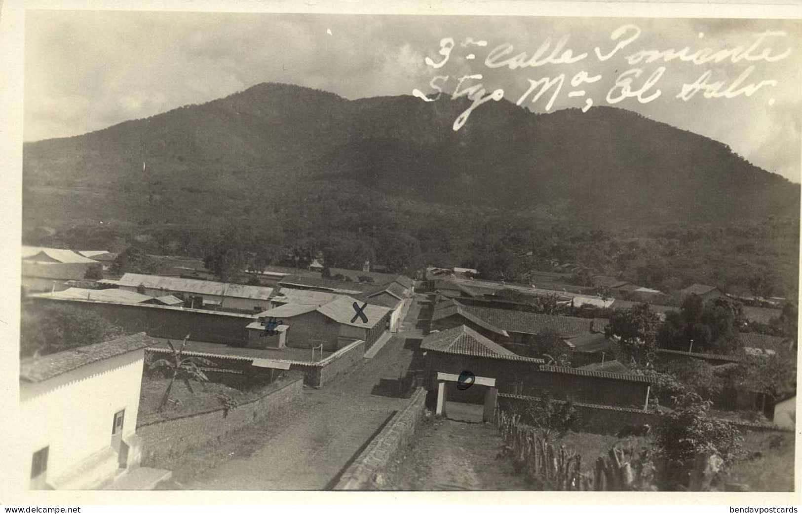 El Salvador, SANTIAGO DE MARIA, 3a Calle Poniente, El Tigre Volcano (1910s) RPPC - El Salvador