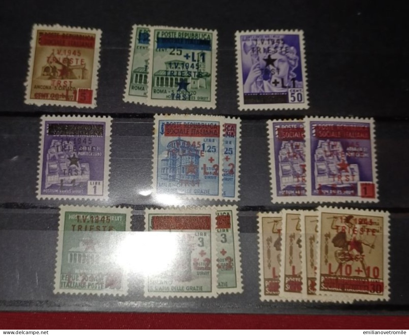 OCCUPAZIONE JUGOSLAVA TRIESTE 1945 - MONUMENTI DISTRUTTI 16 VALORI NUOVI ** MNH - Jugoslawische Bes.: Triest