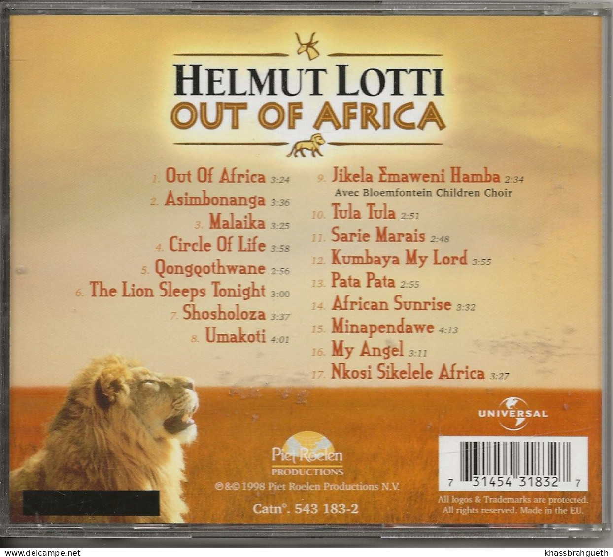 HELMUT LOTTI - OUT OF AFRICA - UNIVERSAL (1998) (CD ALBUM) - Other - English Music