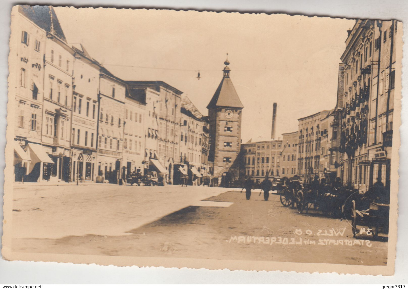 C7428) WELS - OÖ - Stadtplatz Mit Ledererturm - Tolle Haus DETAILS U. Wägen ALT 1938 - Wels