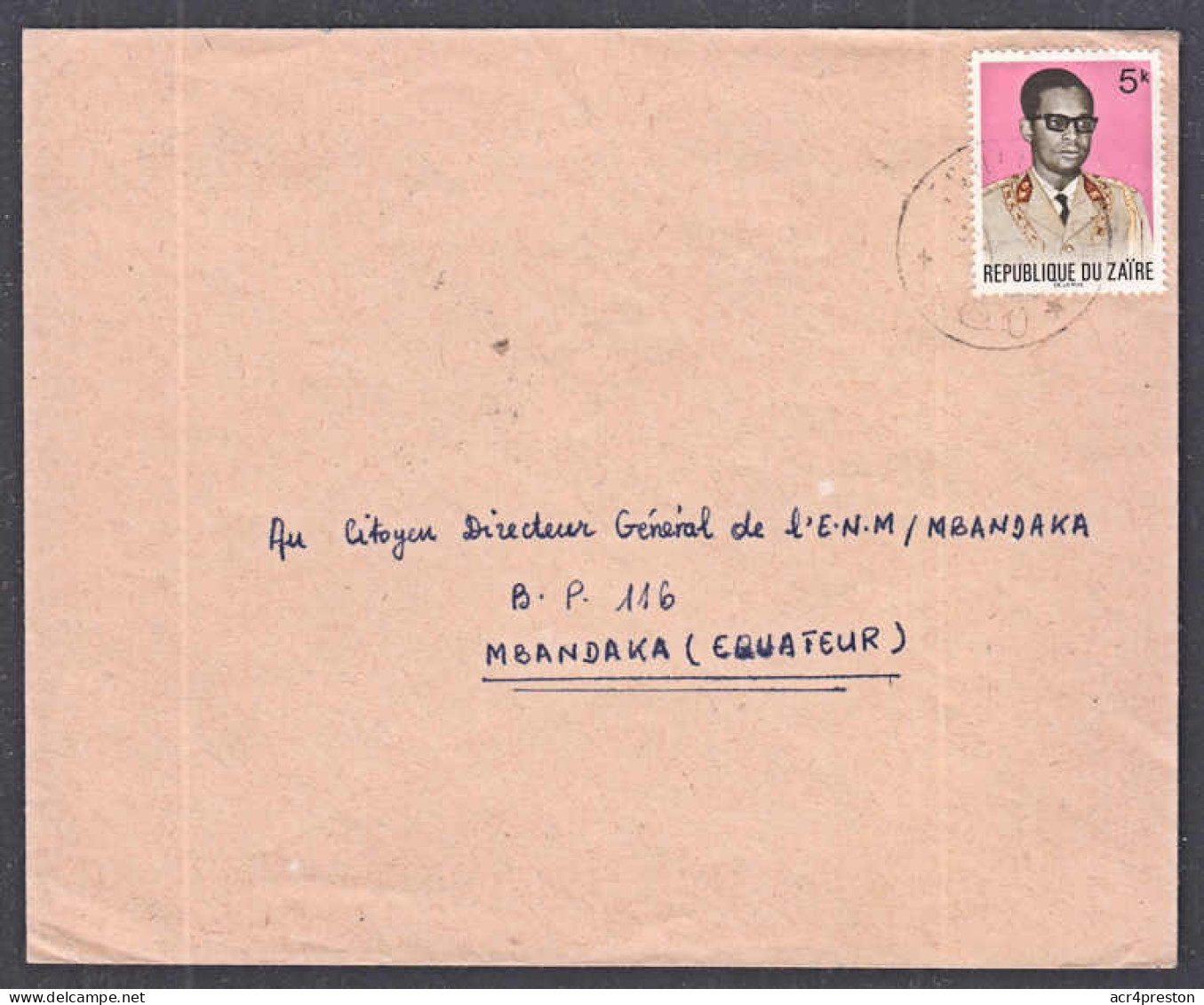 Ca0676 ZAIRE, Mobutu Stamp On Cover To  Mbandaka - Briefe U. Dokumente