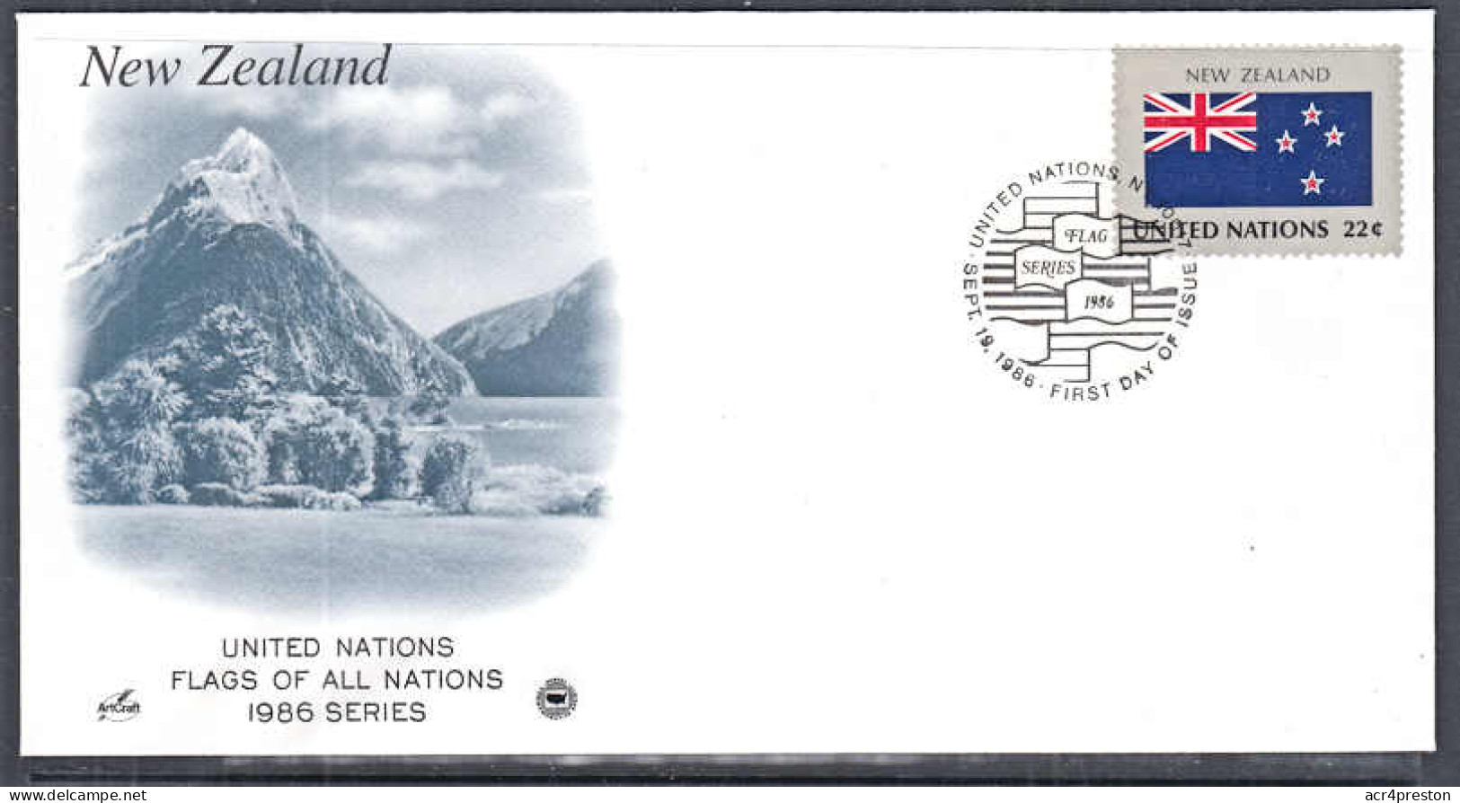 Ca0679 UNITED NATIONS 1986, SG 486 Flag Of New Zealand, FDC - Storia Postale
