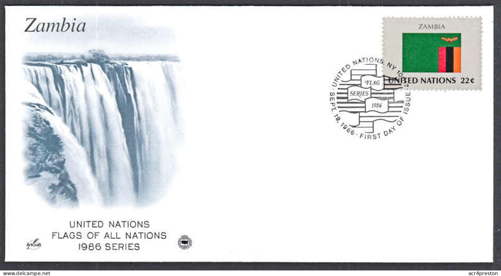 Ca0682 UNITED NATIONS 1986, SG 493 Flag Of ZAMBIA, FDC - Briefe U. Dokumente