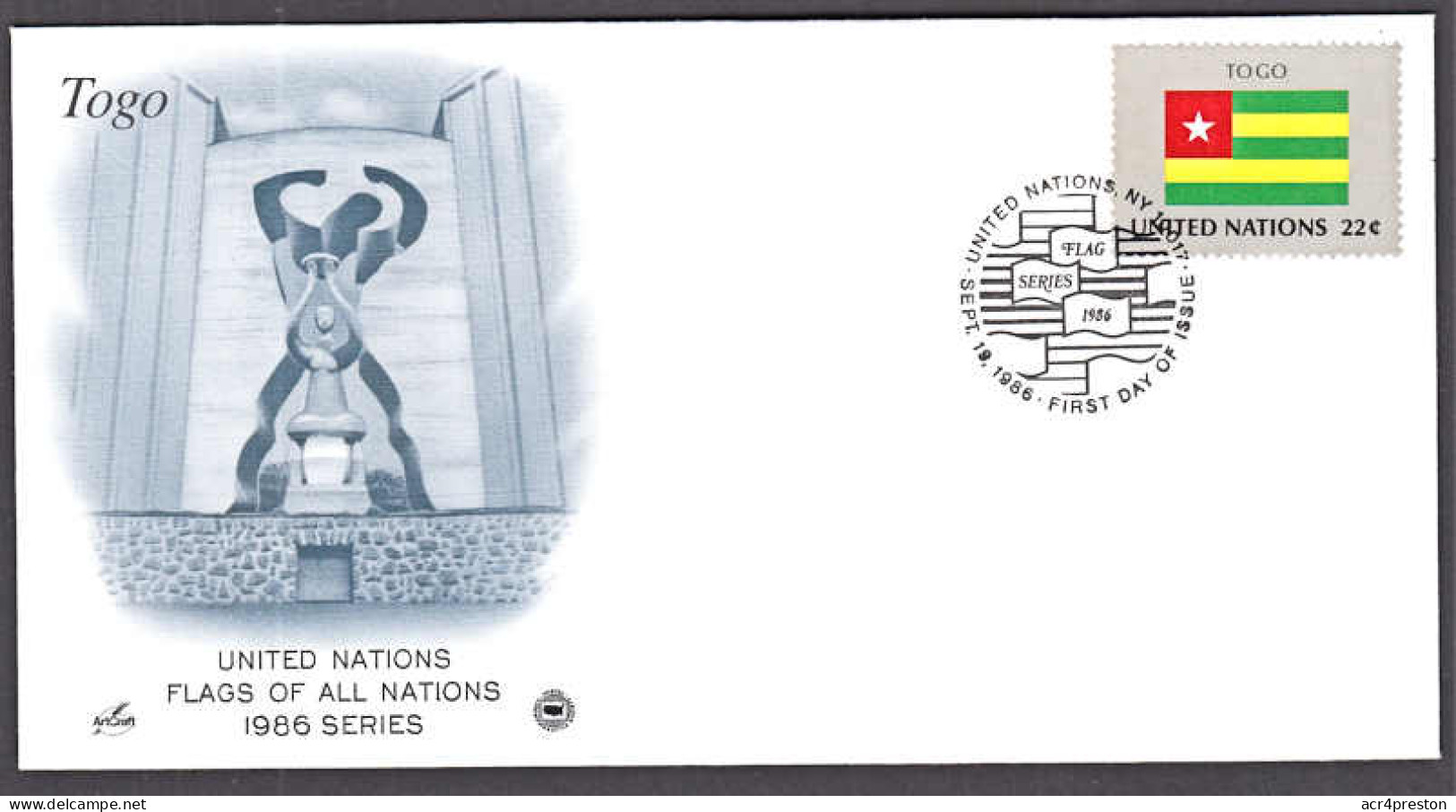 Ca0689 UNITED NATIONS 1986, SG 499 Flag Of Togo, FDC - Covers & Documents