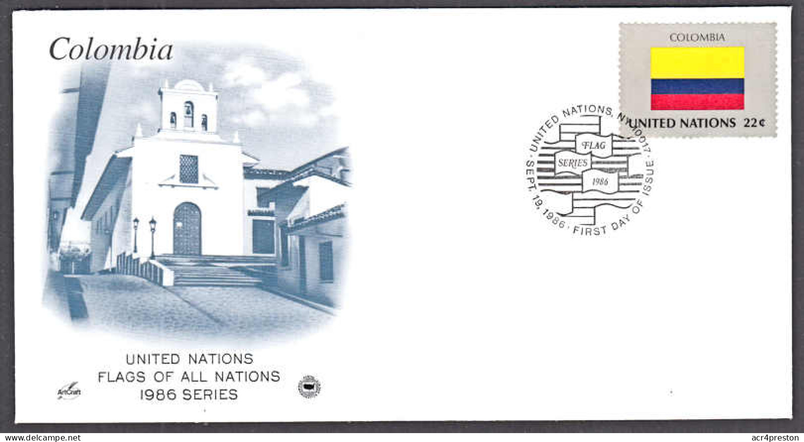 Ca0691 UNITED NATIONS 1986, SG 501 Flag Of Colombia, FDC - Brieven En Documenten