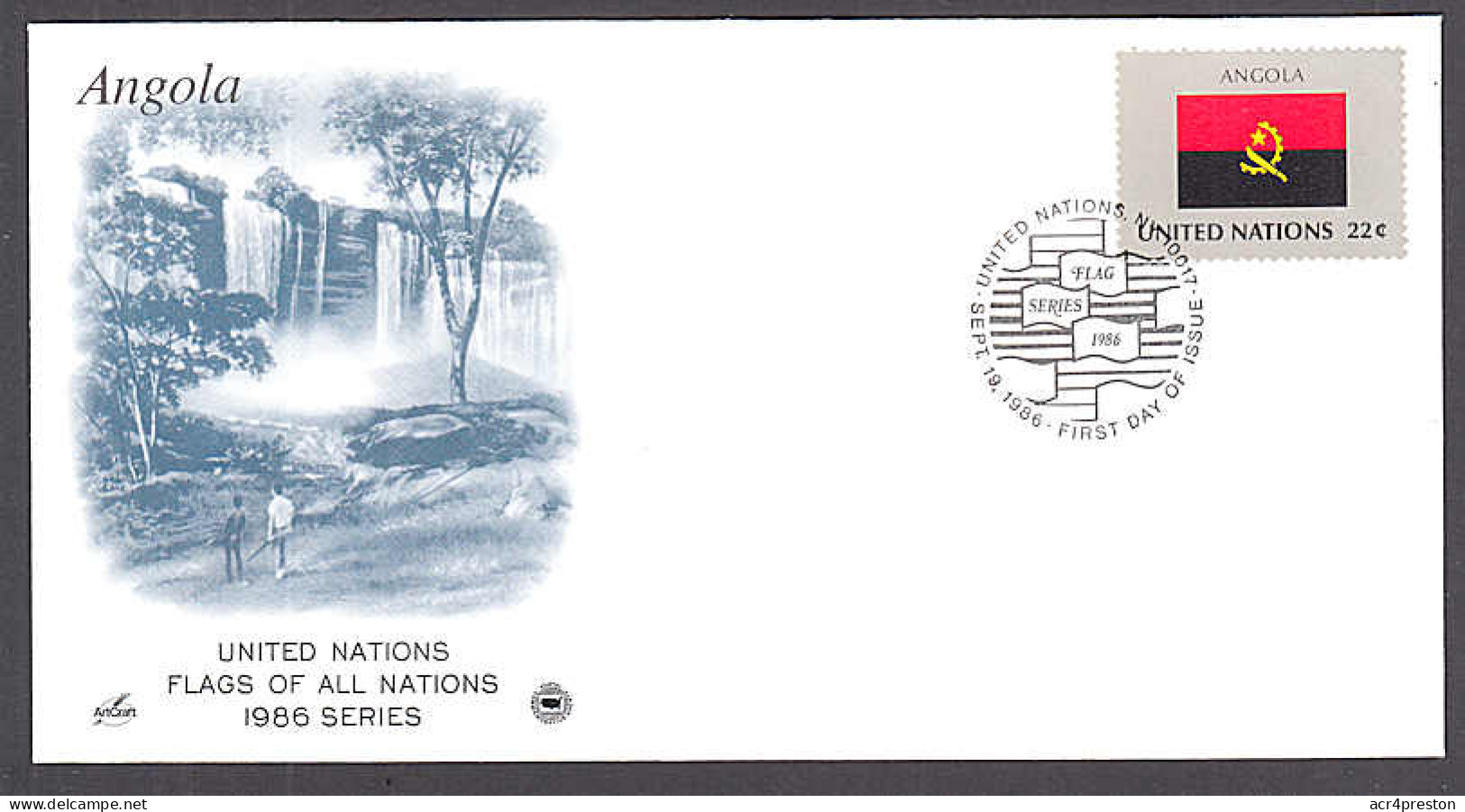 Ca0692 UNITED NATIONS 1986, SG496  Flag Of Angola, FDC - Lettres & Documents