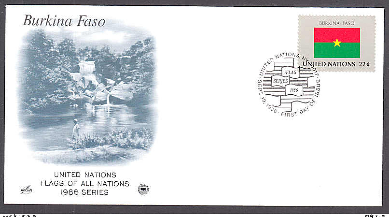 Ca0693 UNITED NATIONS 1986, SG488  Flag Of Burkina Faso, FDC - Lettres & Documents