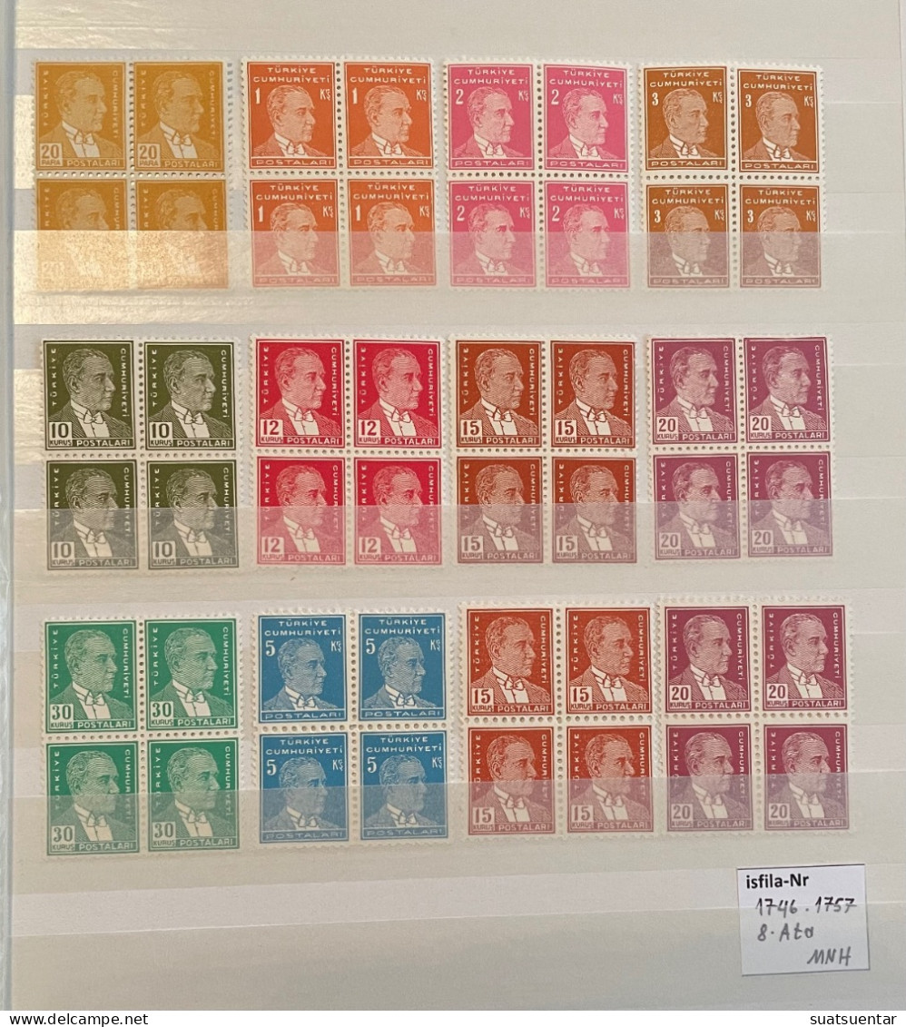 1953-54 8.Atatürk Full Set MNH Isfila 1746-1757 - Unused Stamps