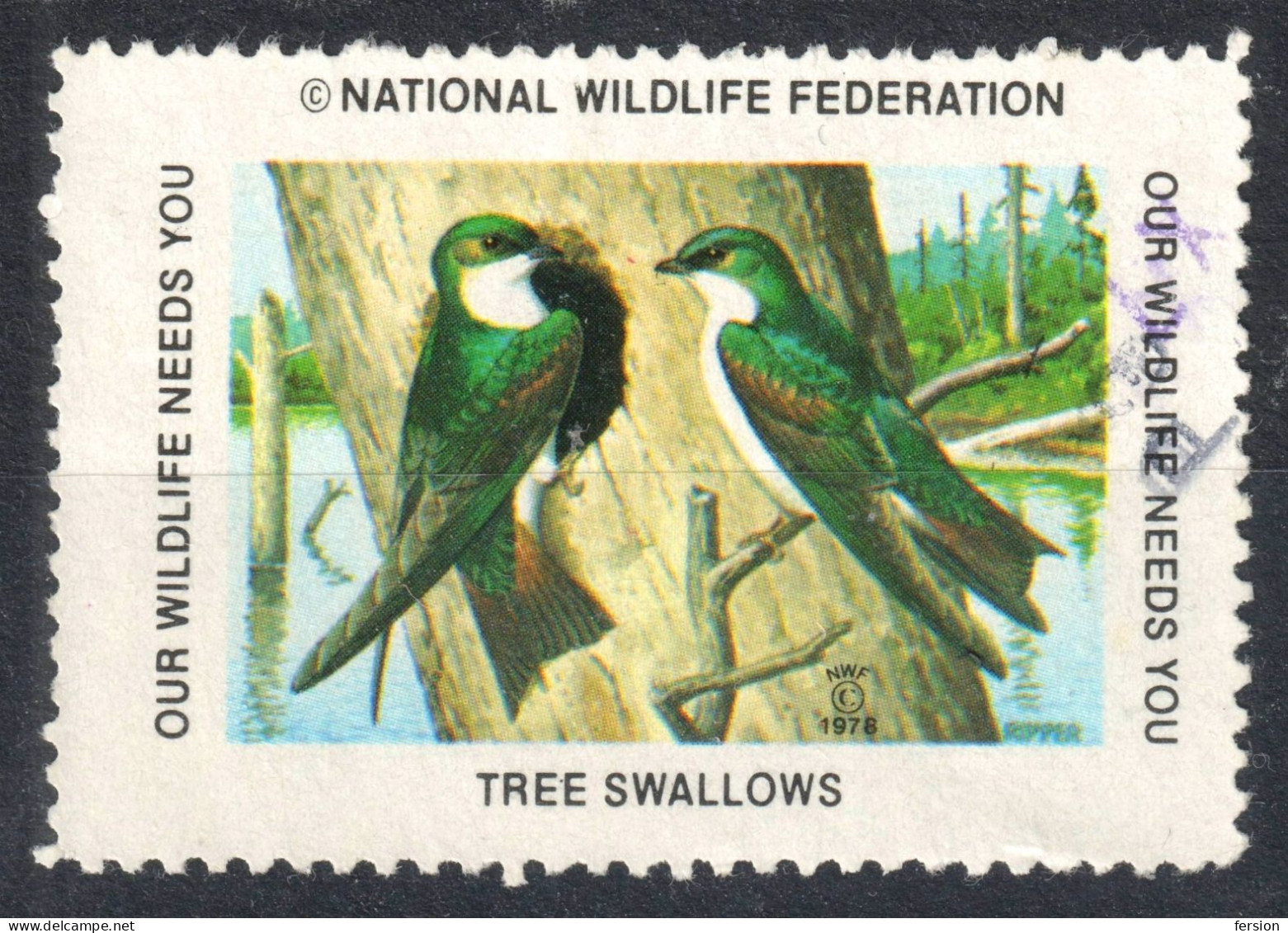 Tee Swallow BIRD National Wildlife Federation Washington NWF 1978 USA Charity LABEL CINDERELLA VIGNETTE - Schwalben