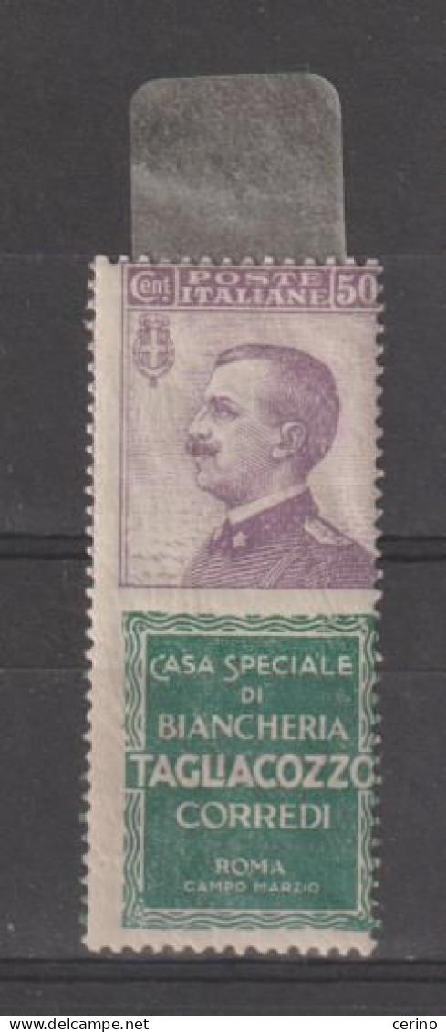REGNO:  1924/25  TAGLIACOZZO  -  50 C. VIOLETTO  E  VERDE  L. -  SASS. 17 - Publicité