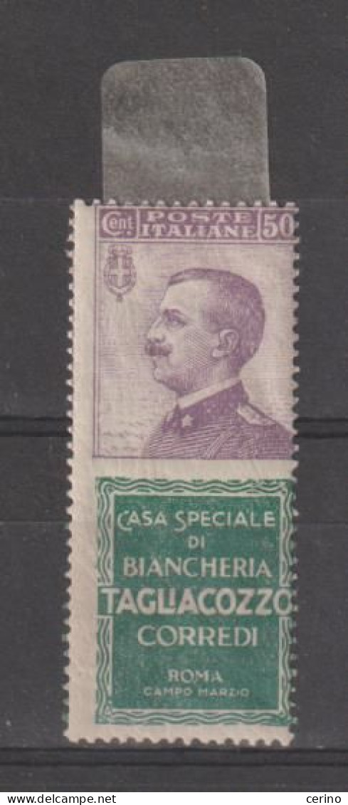 REGNO:  1924/25  TAGLIACOZZO  -  50 C. VIOLETTO  E  VERDE  L. -  SASS. 17 - Reclame