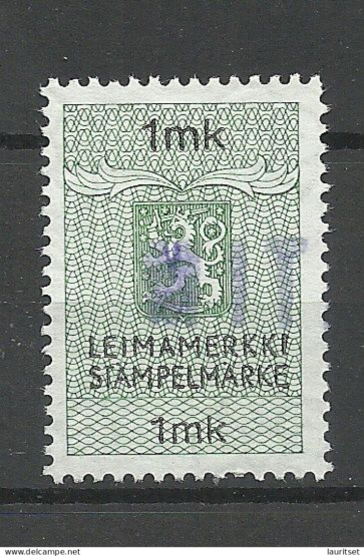 FINLAND FINNLAND Stempelmarke Documentary Tax Taxe 1 Mk. O - Steuermarken