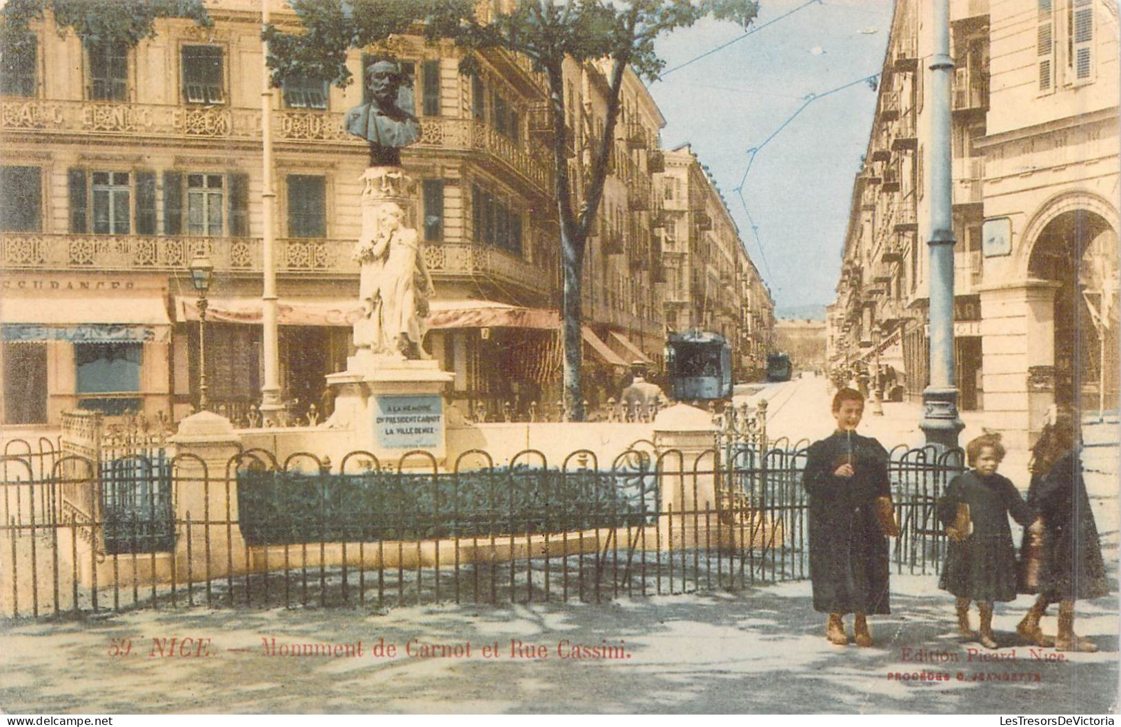 FRANCE - 06 - Nice - Monument De Carnot Et Rue Cassini - Carte Postale Ancienne - Monuments, édifices