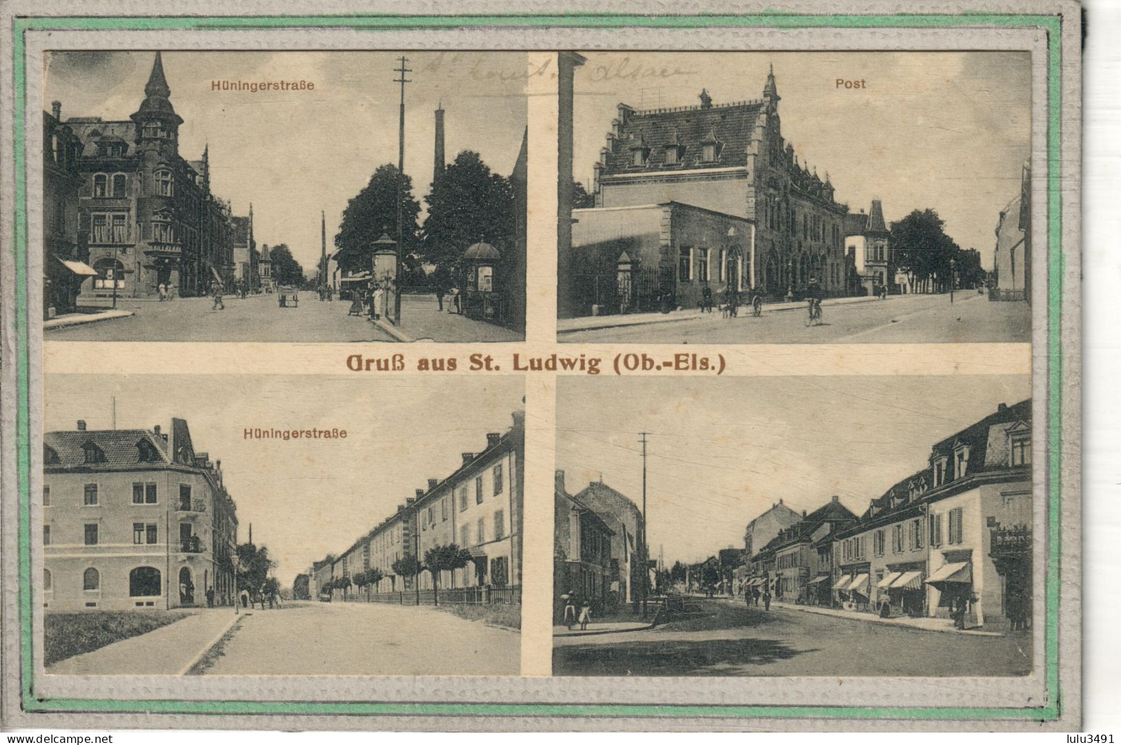 CPA - ST LUDWIG (68) SAINT-LOUIS - GRUSS Multivues De 1919 - Poste Et Route De Huningue - Saint Louis