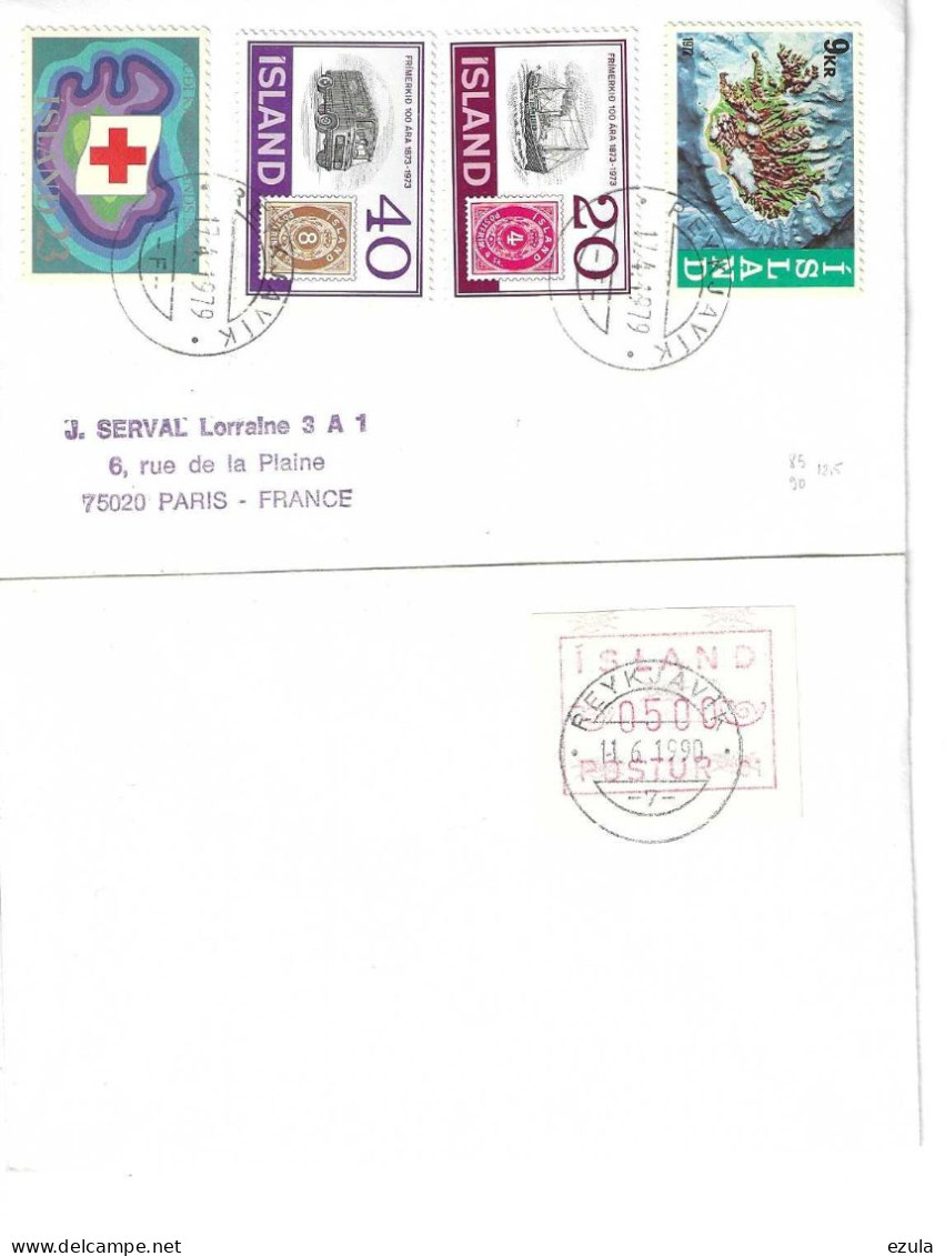 2 Enveloppes ISLANDE Une Avec Vignette L' Autre Avec 4 Timbres N° 85 à 90 - Collections, Lots & Series