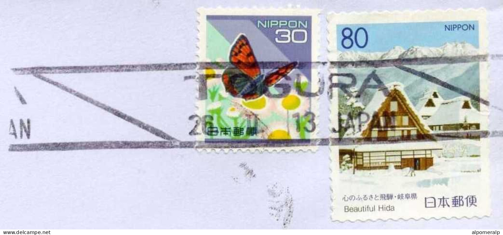 Japan, Togura 2013 Air Mail Cover Used To İzmir | Mi 2509A, 5175 Butterfly, Daisy, Houses In Snow, UNESCO World Heritage - Storia Postale