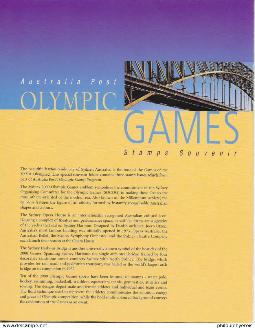 Jeux Olympique 2000 Sydney N°1762 En Bloc De 10 - N°1828 Et 1830 - Serie N°1849 à 1858 Sur Dépliant 6 Pages 6 Scans - Verano 2000: Sydney