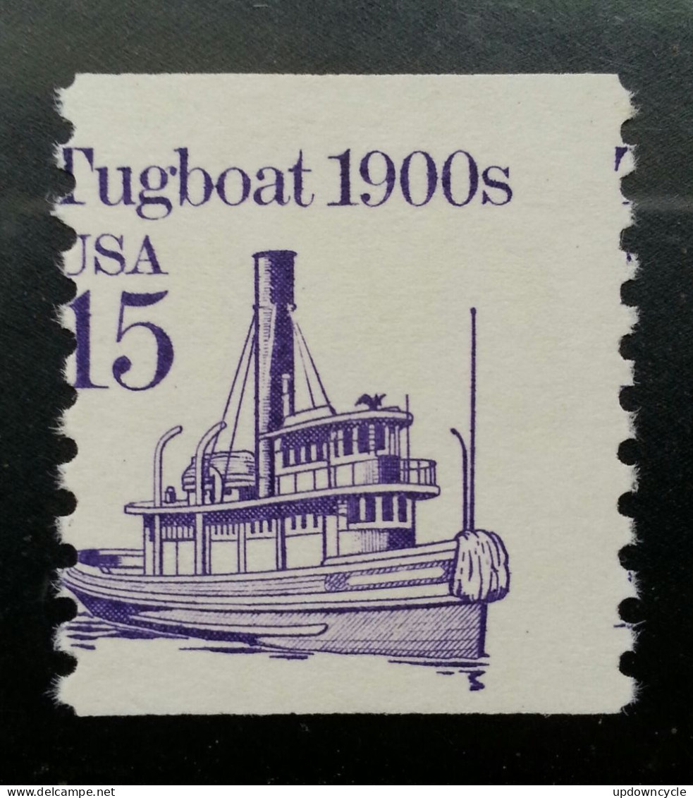 USA 1987-88 Perf. Error 15c Coil Tugboat 1900s MNH OG Sc#2260 - Variedades, Errores & Curiosidades