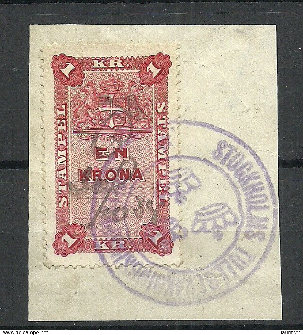 SCHWEDEN Sweden Stempelmarke Revenue Documentary Tax 1 Kr.o 1934 - Revenue Stamps