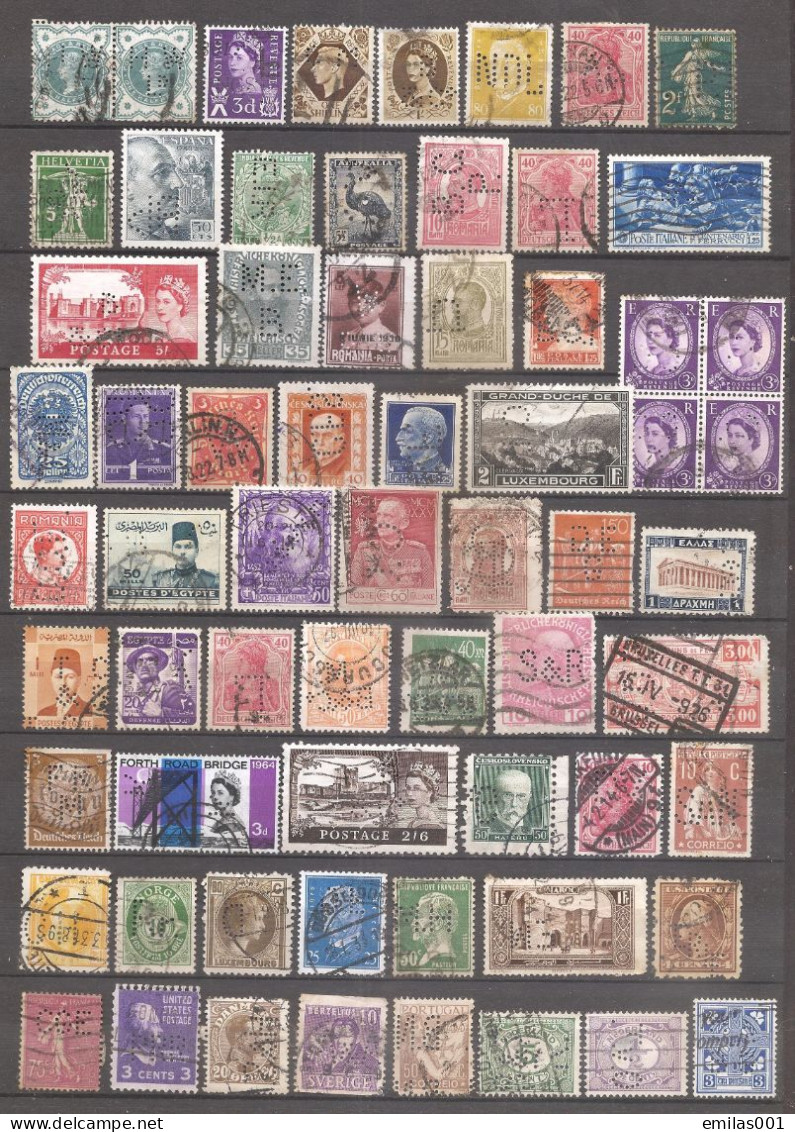 Timbres Perforés Monde , 65 Timbres - Perforiert/Gezähnt