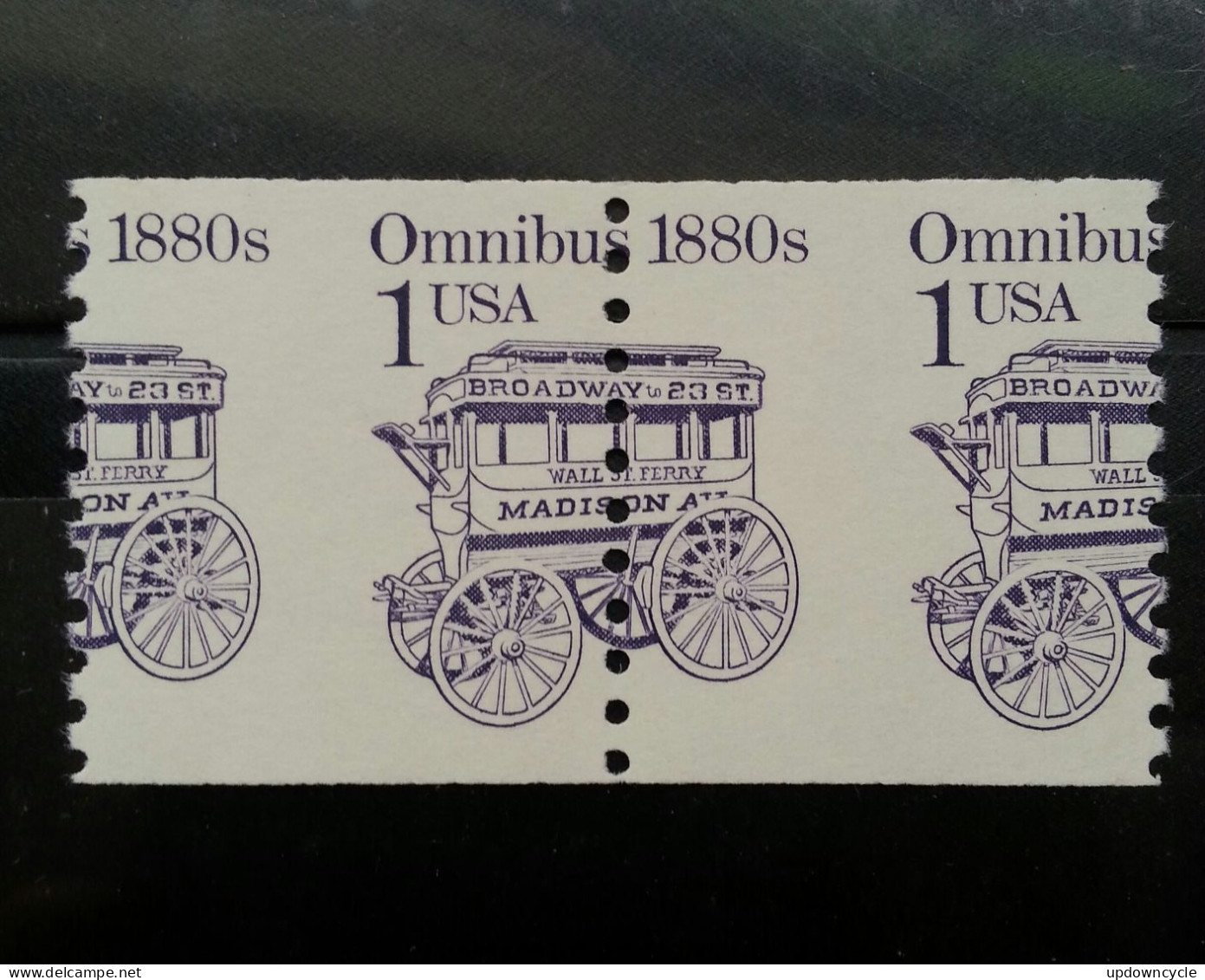 USA 1983 Perf. Error 1c Omibus 1880s Coil MNH OG Sc#1897 - Variétés, Erreurs & Curiosités