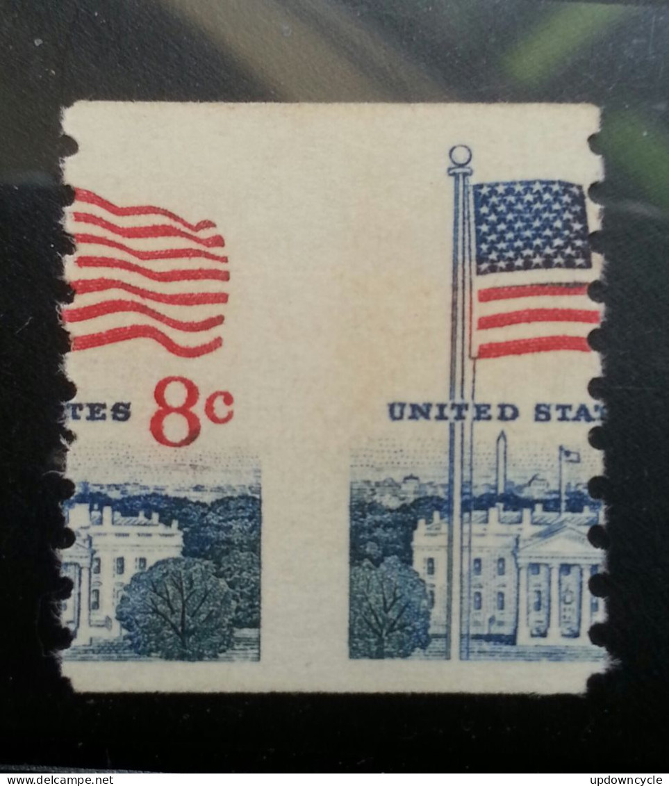 USA Perf. Error 8c National Flag MNH OG SC#1338F - Errors, Freaks & Oddities (EFOs)