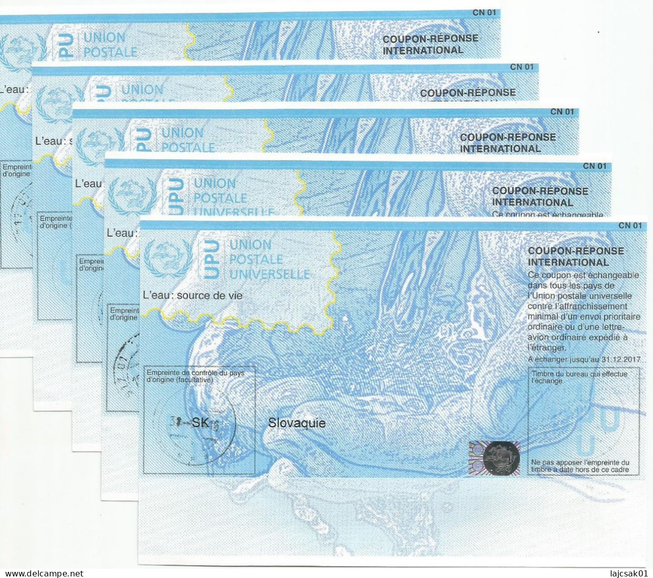 SLOVAKIA SLOVAQUIE International Reply Coupon IRC CN 01 COUPON-RÉPONSE INTERNATIONAL UPU X 5 Pcs - Autres & Non Classés