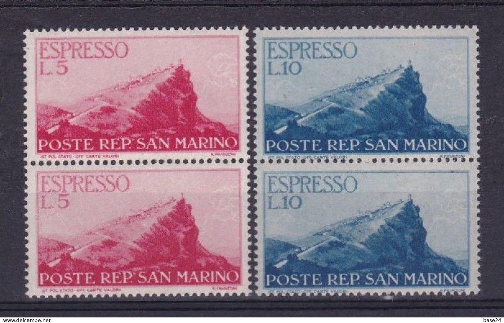 1945-46 San Marino Saint Marin ESPRESSI EXPRESS ESPRESSO 2 Serie Di 2 Valori MNH** Coppia, Couple - Sellos De Urgencia