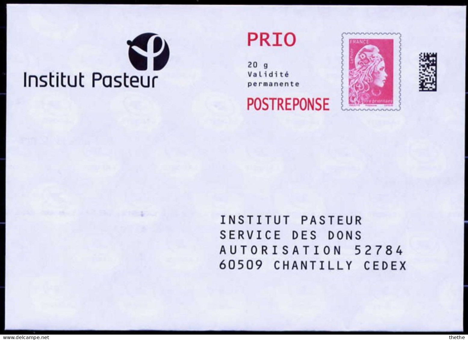 INSTITUT PASTEUR -  Postréponse Prio Neuf Marianne L'engagée  248900 - Prêts-à-poster:reply