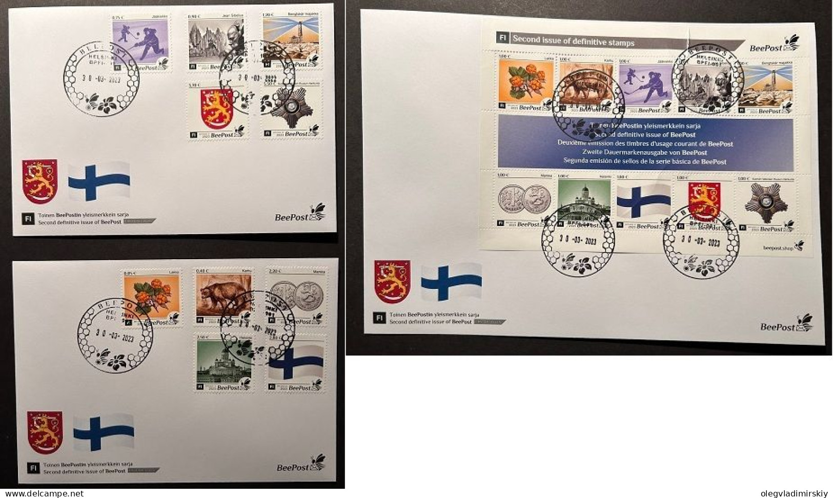 Finland 2023 BeePost Second Definitives Full Set Of 3 FDC's - Covers