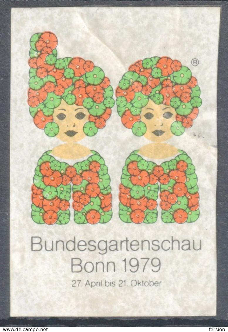 Garden EXHIBITION Agriculture Horticulture 1979 GERMANY BONN LABEL CINDERELLA VIGNETTE - Woman Flower Bundesgartenschau - Agriculture