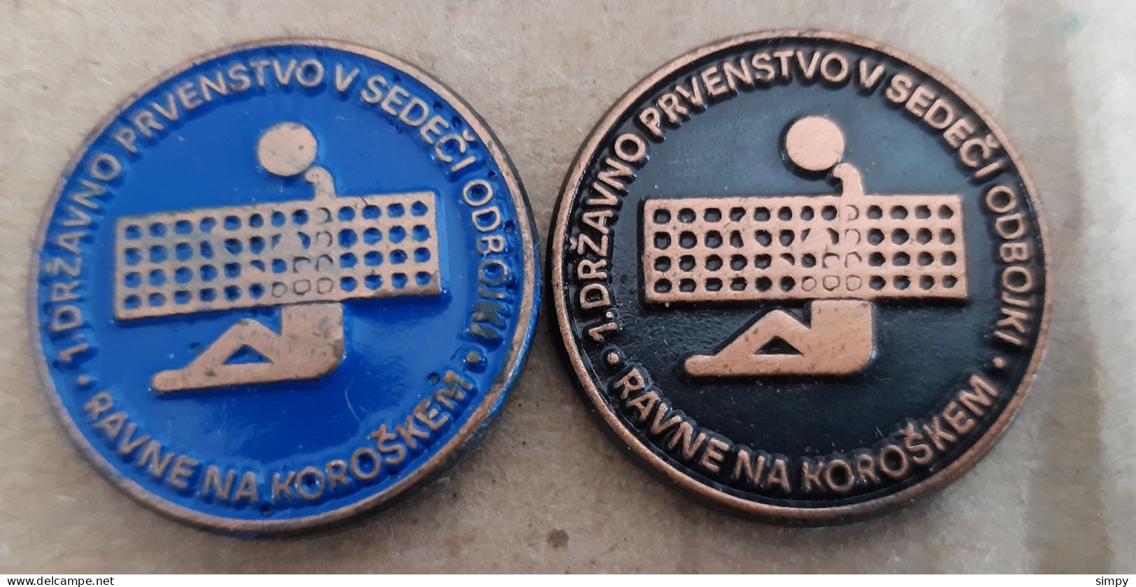 1st National Sitting Volleyball Championship Ravne Slovenia Ex  Yugoslavia Vintage Pins - Volleyball