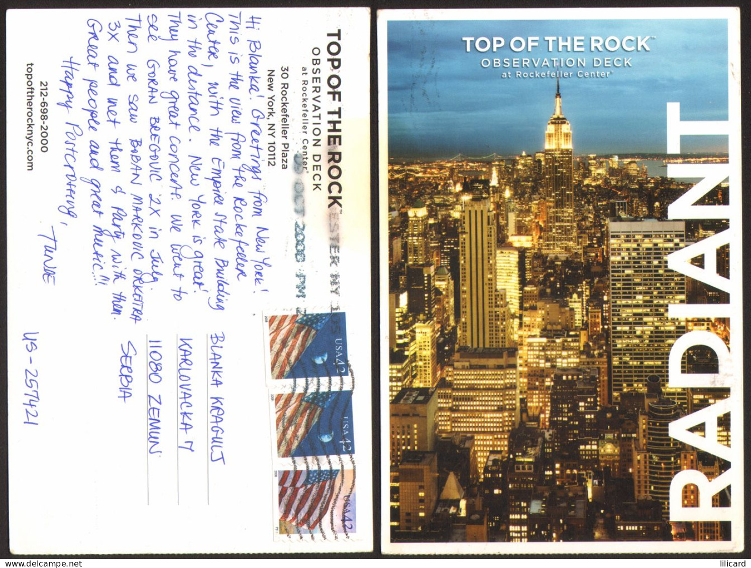 USA New York Panoramic View Rockefeller Center Night Nice Stamp #38931 - Multi-vues, Vues Panoramiques