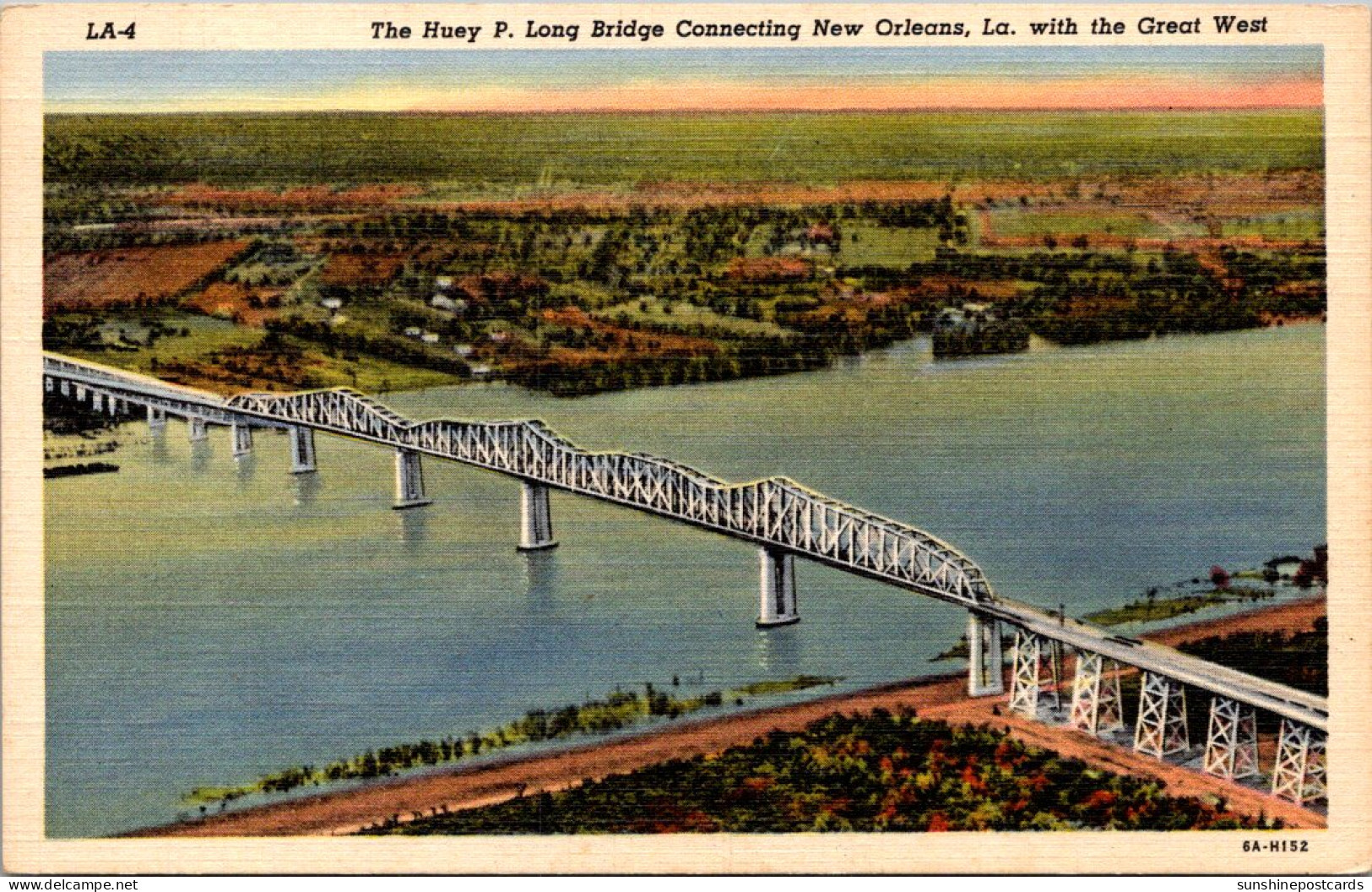 Louisiana New Orleans The Huey P Long Bridge Curteich - New Orleans