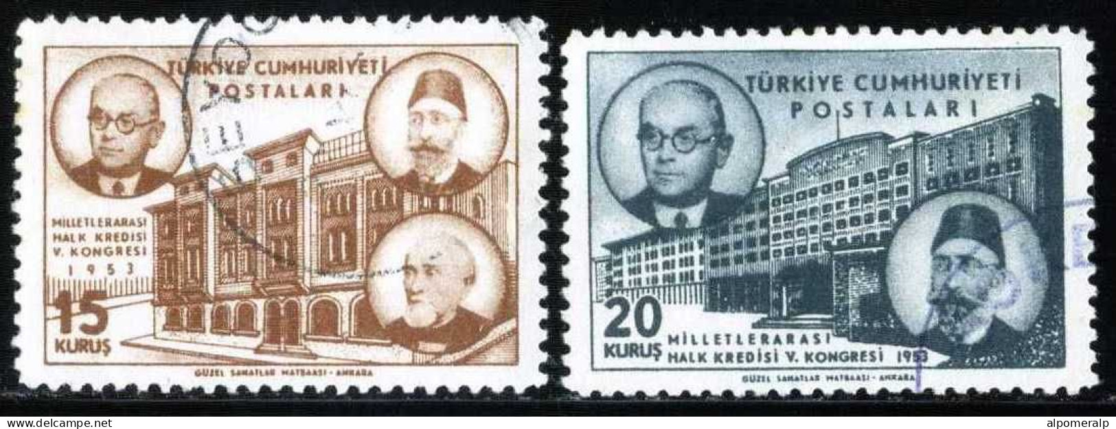 Türkiye 1953 Mi 1367-1368 Banking Congress, 5th International People's Circuit Congress - Oblitérés