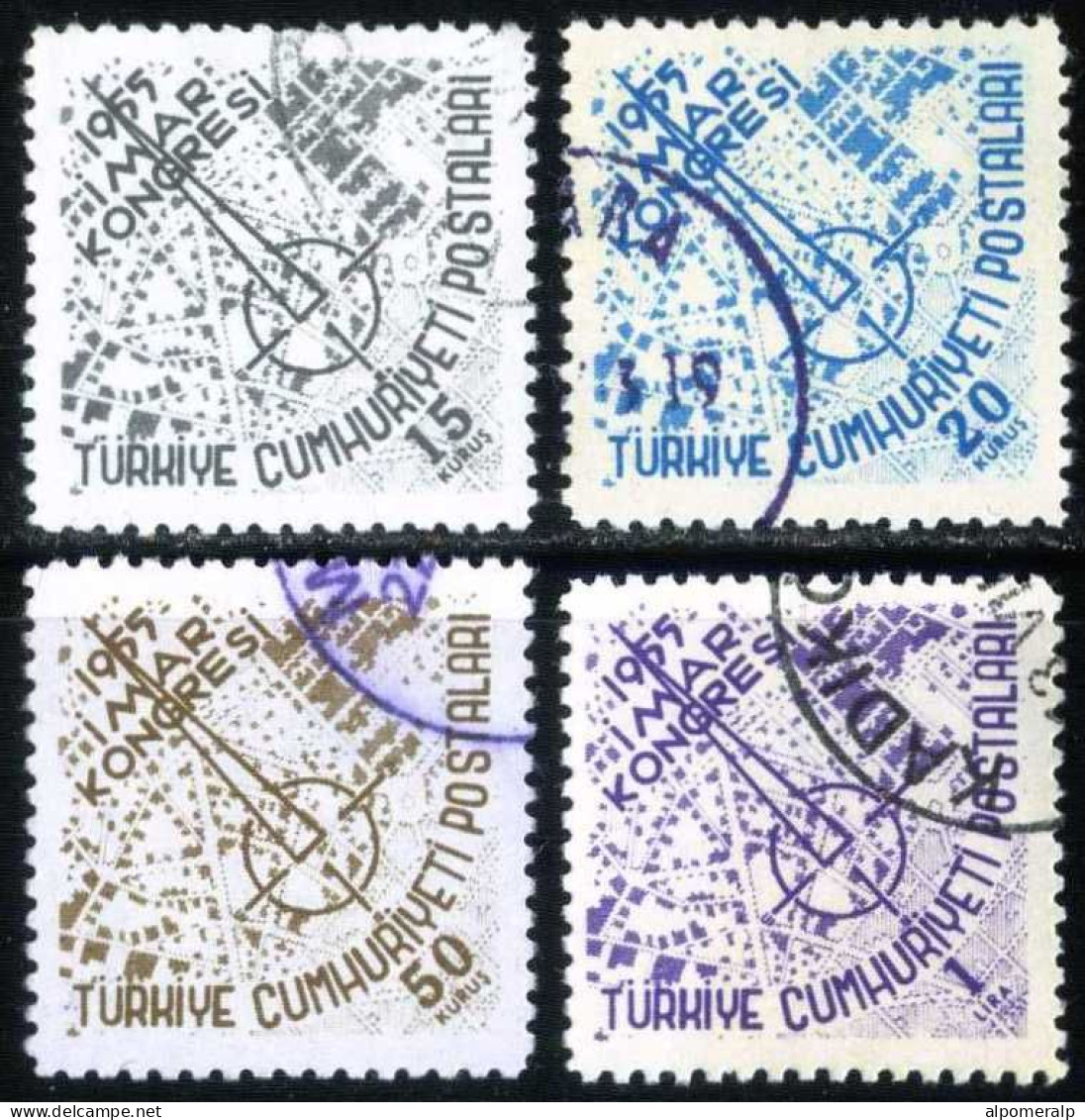 Türkiye 1955 Mi 1419-1422 City Constructions, City Planning Congress - Used Stamps