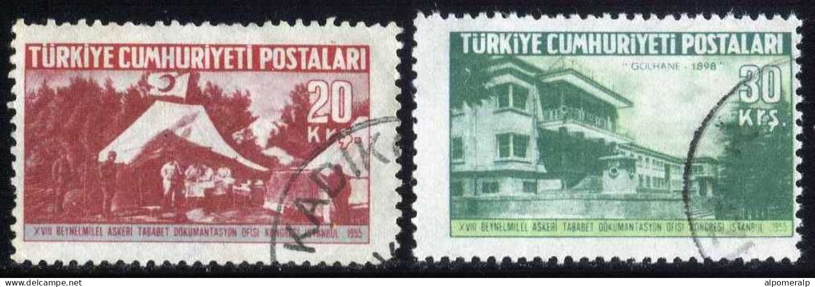 Türkiye 1955 Mi 1427-1428 18th International Congress Of Military Medicine | Field Hospital, Military Hospital - Oblitérés