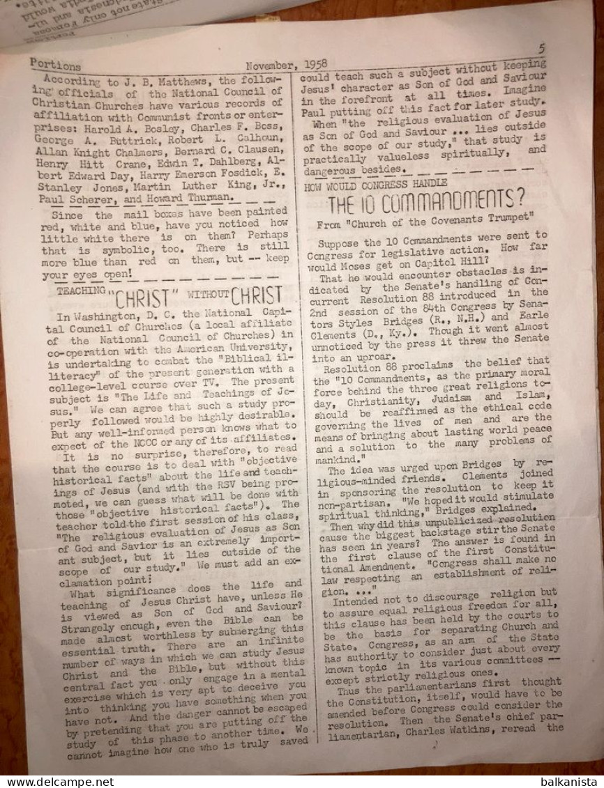 Portions In Due Seasons November 1958 No: 11 Christianiy Missionary Periodical - Culture