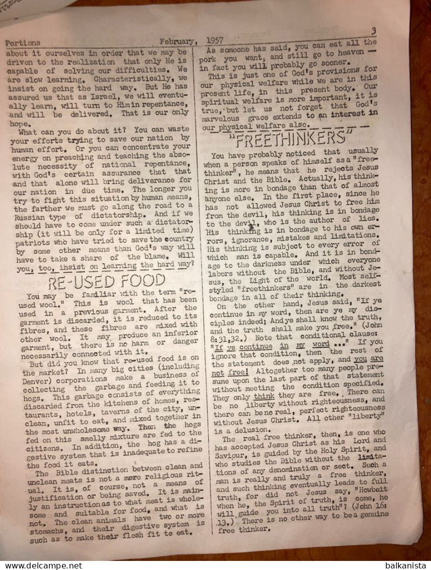 Portions In Due Seasons February 1957 No: 2 Christianiy Missionary Periodical - Ontwikkeling