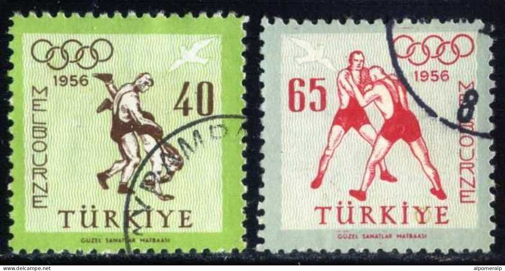 Türkiye 1956 Mi 1490-1491 Melbourne Olympic Games, Wrestling, Sports - Used Stamps