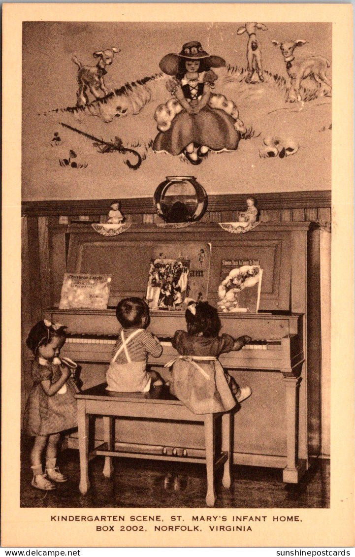 Virginia Norfolk St Mary's Infant Home Kindergarten Scene Kids Playing Piano - Norfolk