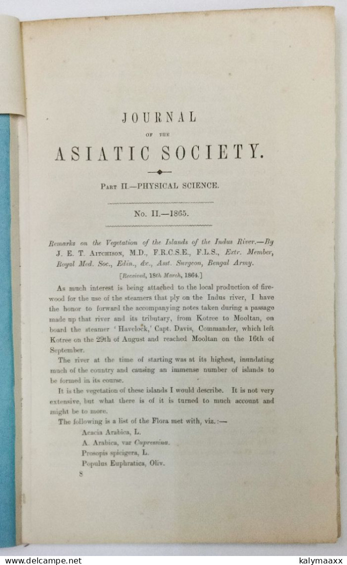 ASIATIC SOCIETY OF BENGAL 1865 JOURNAL PART II No.II, LITHOGRAPHIC MAP OF BUNNOO DIST, PAKISTAN. COMPLETE & ORIGINAL - Géographie